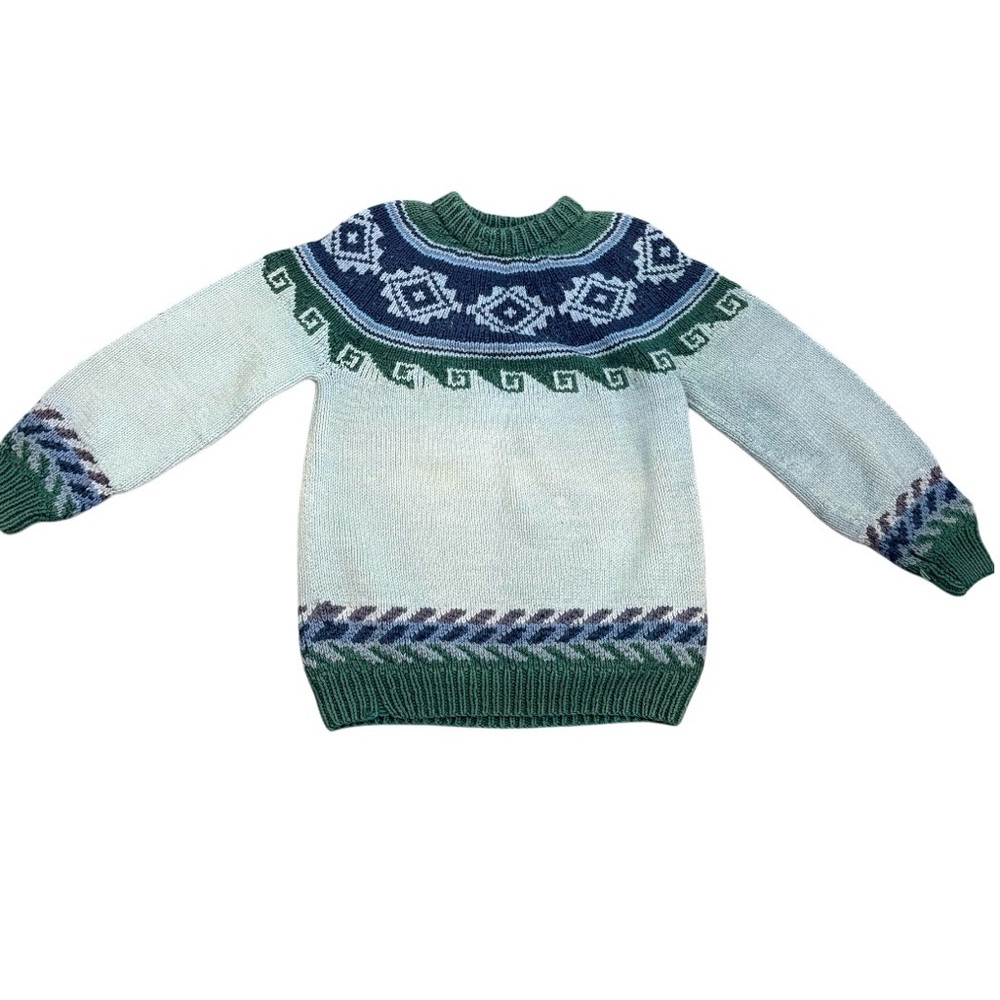 Unisex Nordic Knit Sweater‎ Cozy Winter Pullover Size M Boho